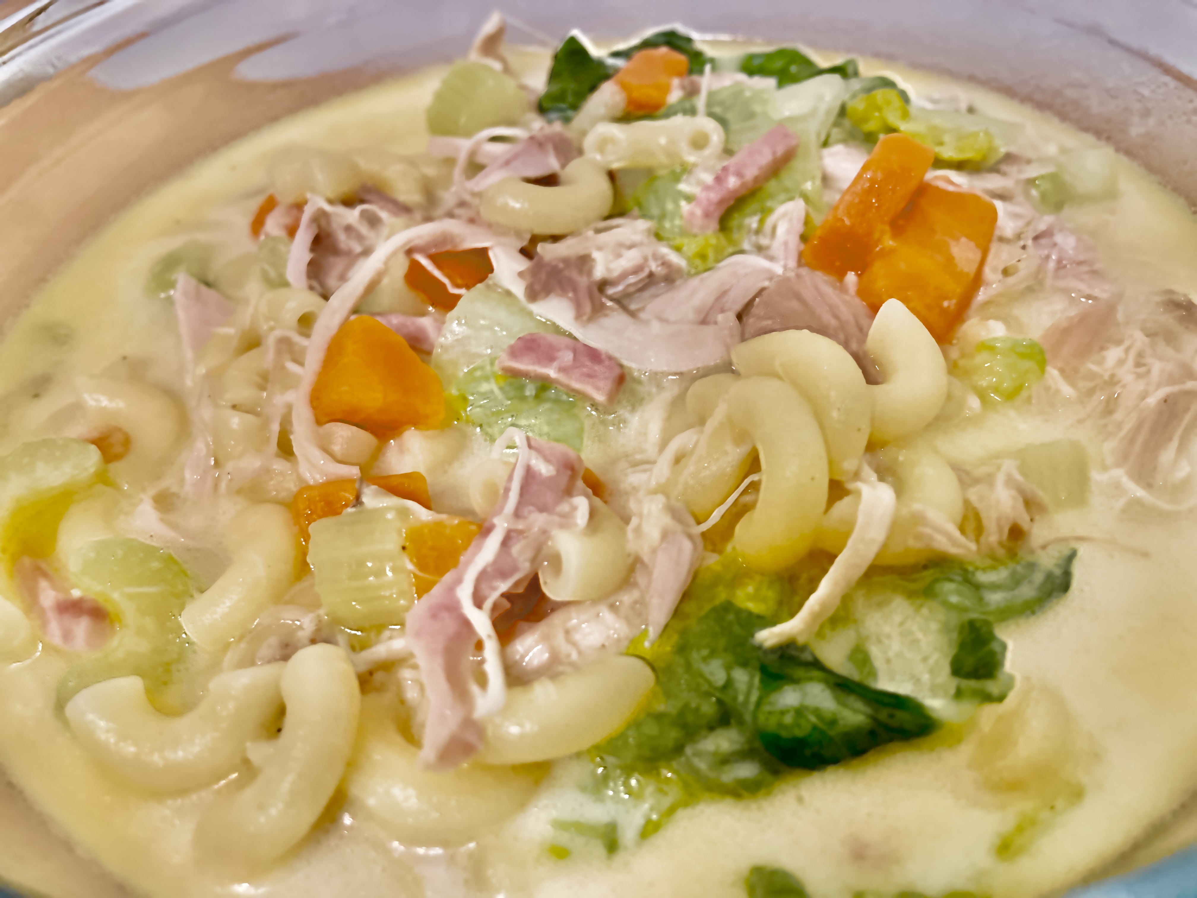 Chicken Macaroni Soup in Bowl