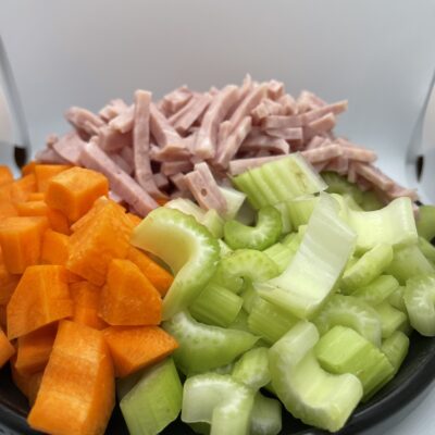 Prepared Carrots - Ham and Celery for Chicken Macarino Soup