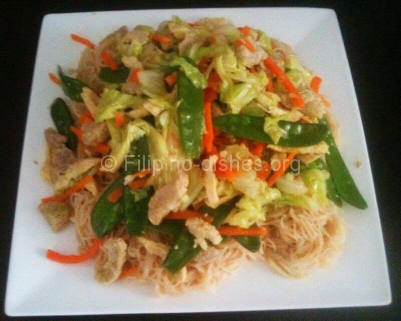 Chicken Pancit Bihon Dish (Rice Noodles)