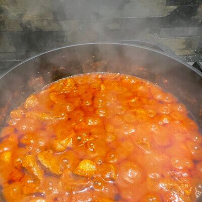 Cooking-Marinaded-Pork-in-tomato-sauce