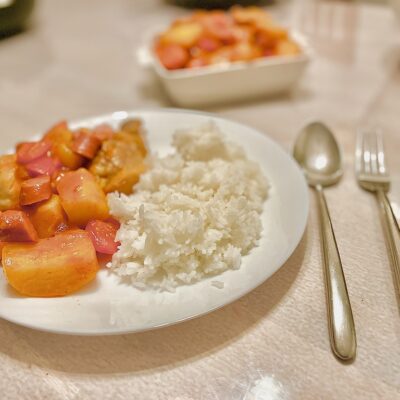 Chicken Afritada with Saucage - Carrots - Bel Pepper and Potatoes