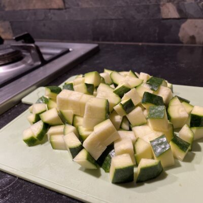 Prepare the Courgette and cut them in small cubes