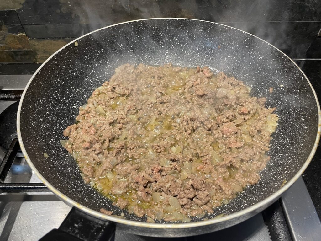 Cook Ground beef until brown