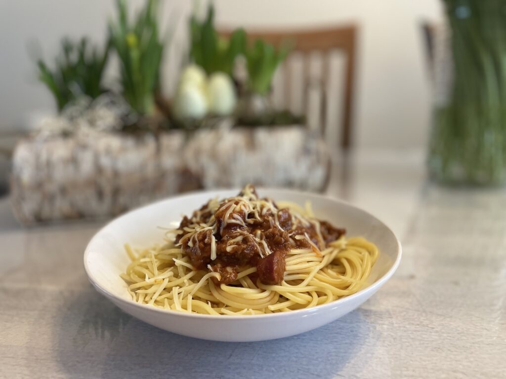 Jollibee Spaghetti on white plate