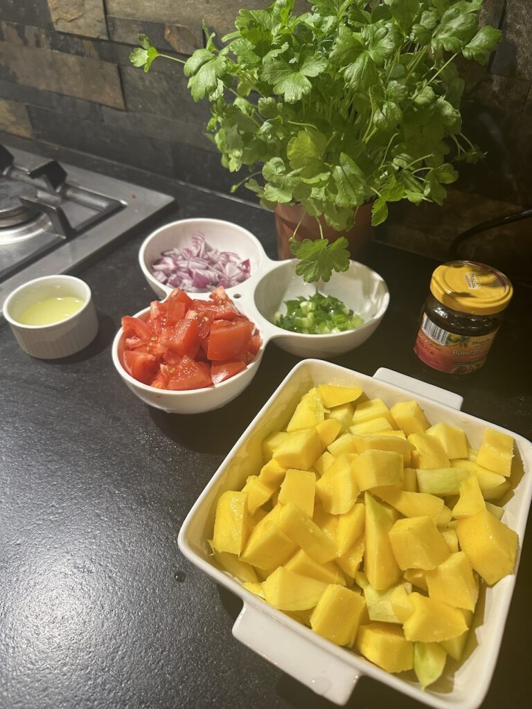 Prepared Ingredients for Filipino Mango Salad - Ensaladang Mangga